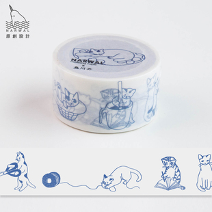 日本和纸胶带DIY家居手工手账可撕贴纸装 猫 饰 特别 独角鲸原创