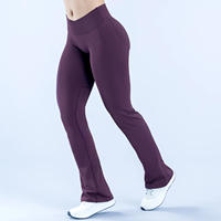 DFYN Cross-border Women's seamless yoga pants, cross V-shaped ribbed belt, invisible pleated fitness flared pants thumbnail 3