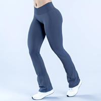 DFYN Cross-border Women's seamless yoga pants, cross V-shaped ribbed belt, invisible pleated fitness flared pants thumbnail 6