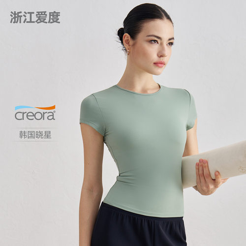 SNU轻盈瑜伽T恤裸感休闲运动短袖女收腰显瘦百搭跑步训练健身上衣