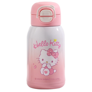 凯蒂猫儿童保温杯食品级316女孩小学生上学专用双饮两用吸管水杯