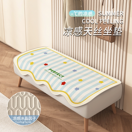 卡通夏季冰丝换鞋凳垫子入户门玄关换鞋柜坐垫防滑凉感长条沙发垫
