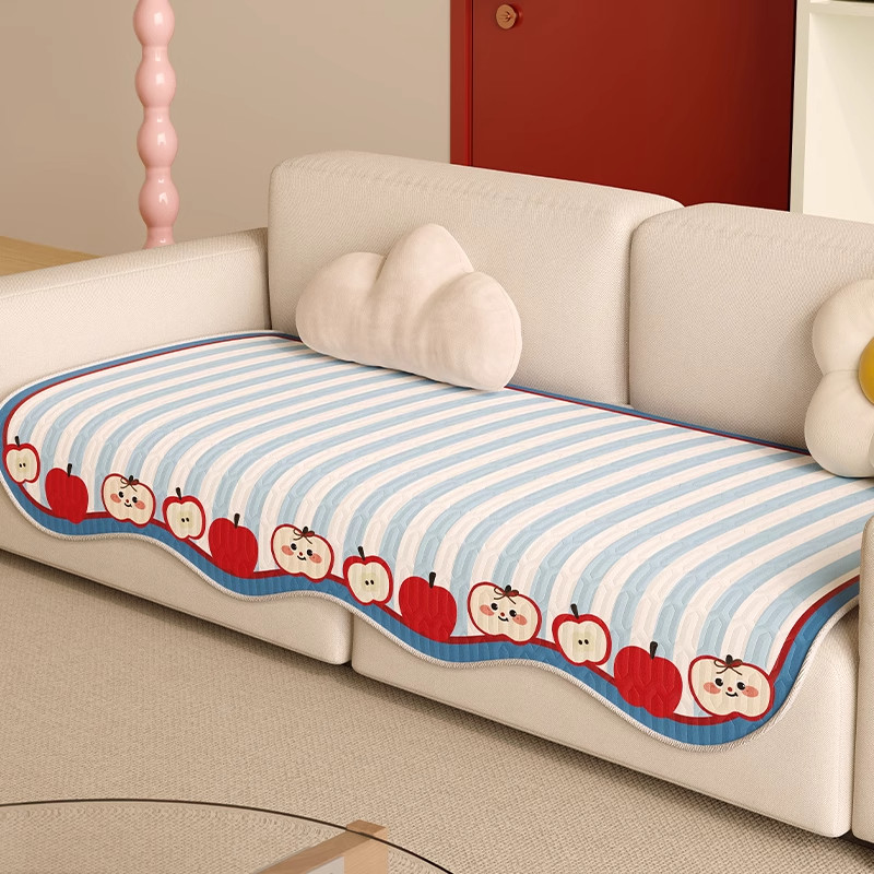 夏天卡通冰丝皮质沙发垫夏用多巴胺凉席坐垫夏日小清新冰凉座垫子