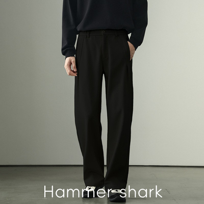 Hammer shark男士直筒休闲裤宽松垂感舒适通勤百搭细条纹长裤西裤