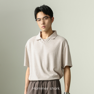 夏季高级感polo衫男轻商务通勤百搭柔软透气短袖T恤HAMMER SHARK