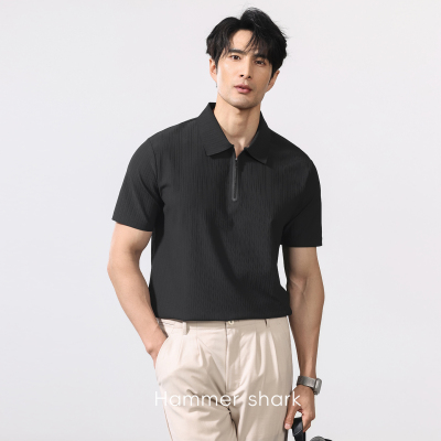 意式老钱风肌理感短袖polo衫男