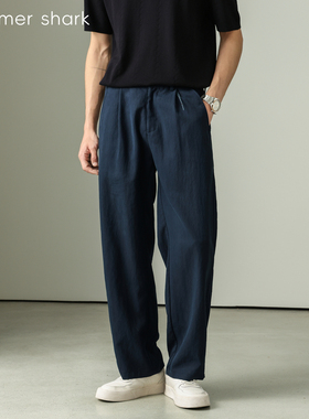 莱赛尔天丝休闲裤男夏季轻薄凉感男士通勤百搭直筒裤HAMMER SHARK