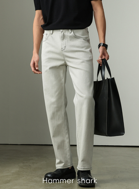 莱赛尔小直筒牛仔裤男夏季简约百搭商务通勤休闲长裤HAMMER SHARK