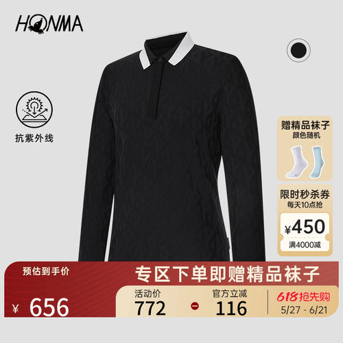 HONMA女士长袖polo衫舒适耐磨