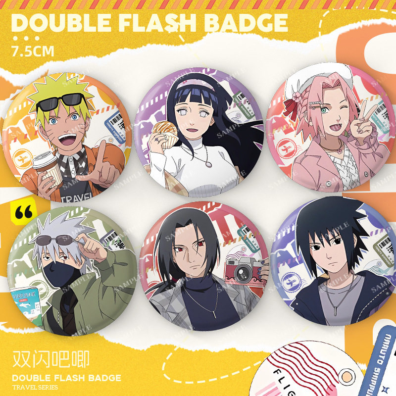 伙ying忍者旅行系列吧唧鸣人佐助二次元动漫周边75MM大徽章