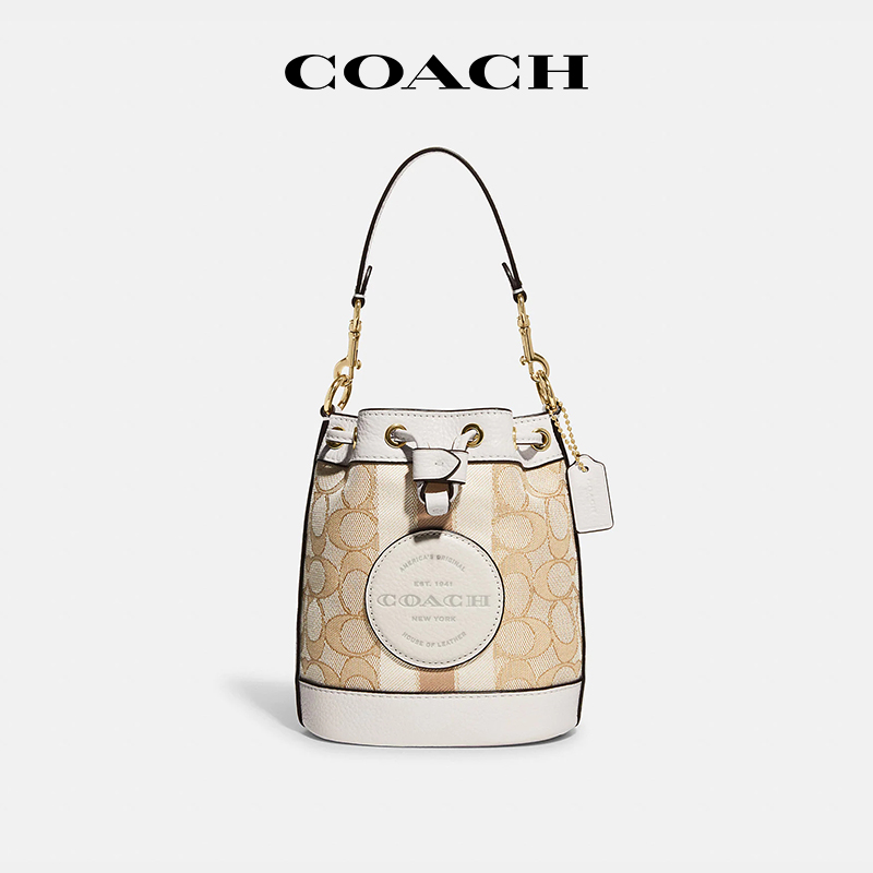 【官方授权】COACH/蔻驰Dempsey14水桶包女新迷你抽绳手提单肩