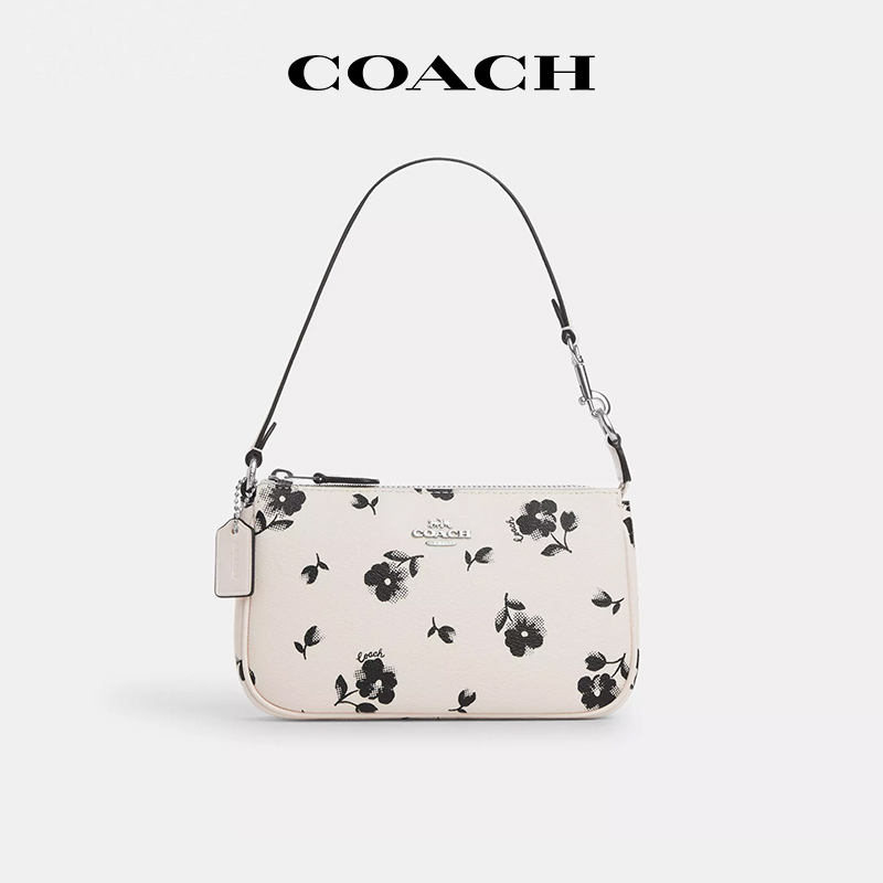 【官方授权】COACH/蔻驰Nolita女士麻将包黑白经典花朵单肩手提包