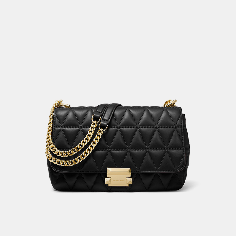 MK斜挎包黑色菱格小方包链条包