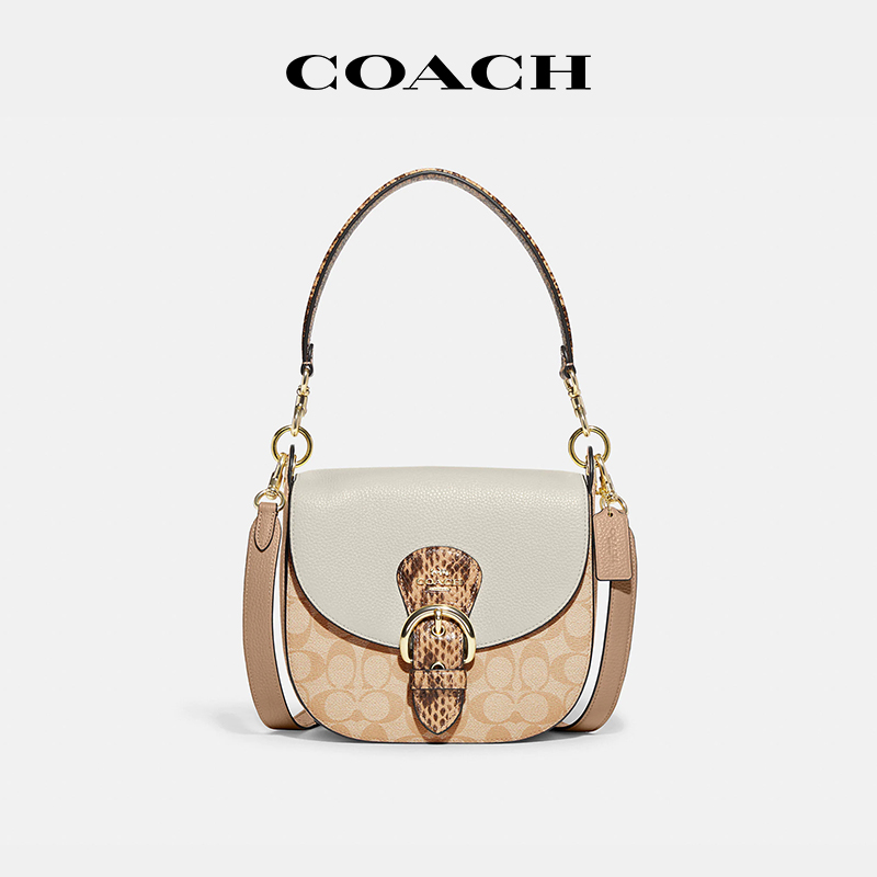 【官方授权】COACH/蔻驰Kleo马鞍包潮流蛇纹拼色时尚单肩斜挎包女 箱包皮具/热销女包/男包 马鞍包 原图主图