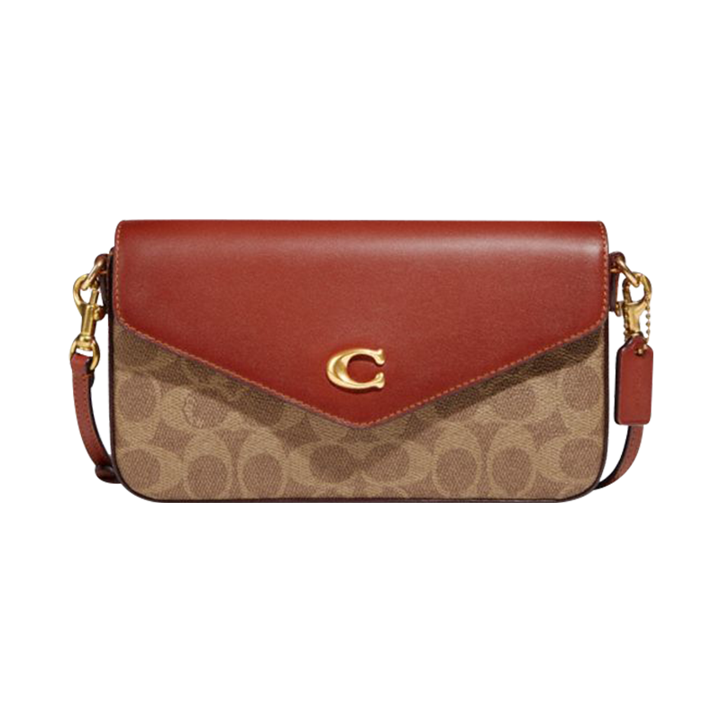 【官方授权】COACH/蔻驰Wyn信封小方包拼色经典老花单肩斜挎包女