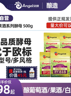 安琪葡萄酒酵母菌专用水果酒曲酿白兰地葡萄酒商用发酵剂500g