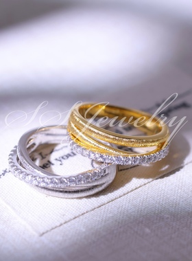 SSJEWELRY三圈缠绕交错拉丝戒指