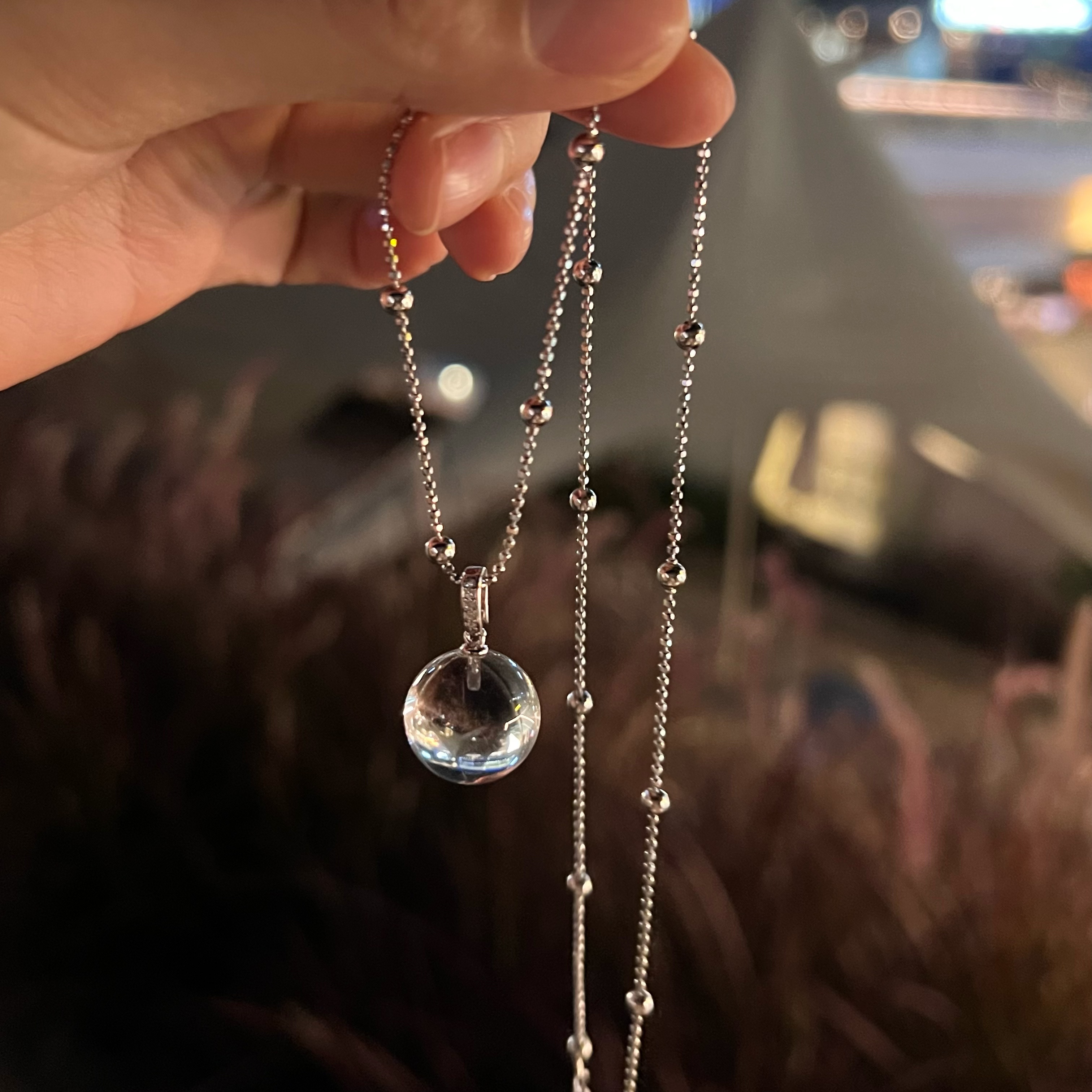 SSJEWELRY轻奢珠宝S925银天然冰透白水晶项链配饰女感锁骨链颈链