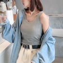 ins设计感小众上衣 打底衫 吊带背心女秋螺纹网红半身短款 性感修身