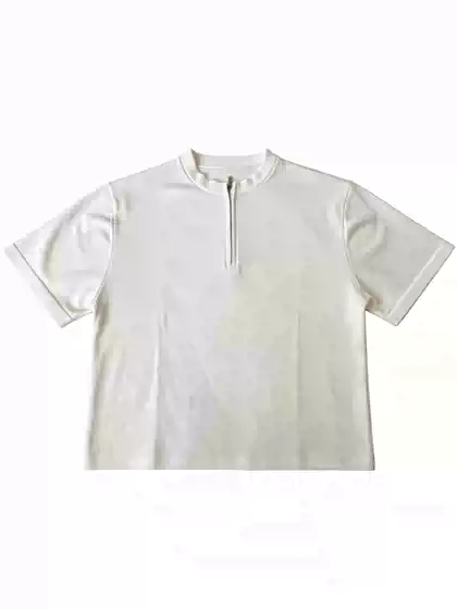Basic Annals American Style Half-Zip Short-Sleeved T-Shirt Men's Breathable Top Lyocell Tencel Boxy Short-Sleeved Top
