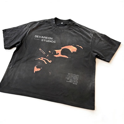 Basic annals复古街头短袖做旧印花T恤男宽松设计感人像boxy fit