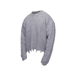 boxyfit破坏 复古破洞毛衣外套短宽上衣针织衫 Basic annals美式