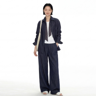 韩系高级感chic别致套装 林予熙 两件套女春季 长裤 水洗牛仔衬衫