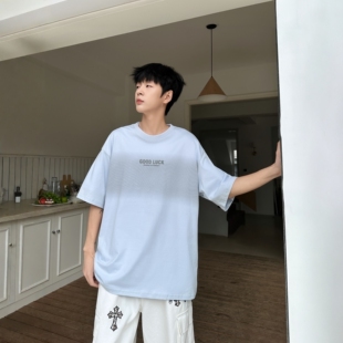 纯棉短袖圆领T恤衫初中高中生快乐印象男生大童青少年装夏季新款