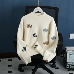 休闲圆领提花针织毛衫毛线衣打底内搭冬季新款女孩大童青少年女装