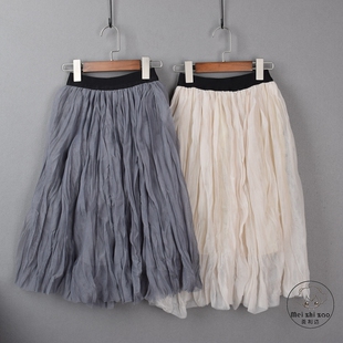 中大童女童装春夏淑女百搭半身裙网纱裙仙女裙皱褶裙百褶裙