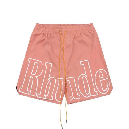 Rhude 美式街头夏季字母印花松紧腰沙滩裤篮球裤男女网眼休闲短裤