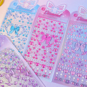 唯美蝴蝶结3d闪亮水晶宝石贴画儿童浮雕梦幻钻石装 饰贴纸爱心粘贴