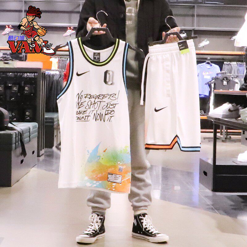 nike耐克2021新夏款威少0号炫彩logo篮球运动背心 dj5216 dj5214