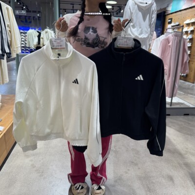 阿迪达斯外套女装2025秋季新款针织垂坠挺阔休闲宽松夹克KC0017