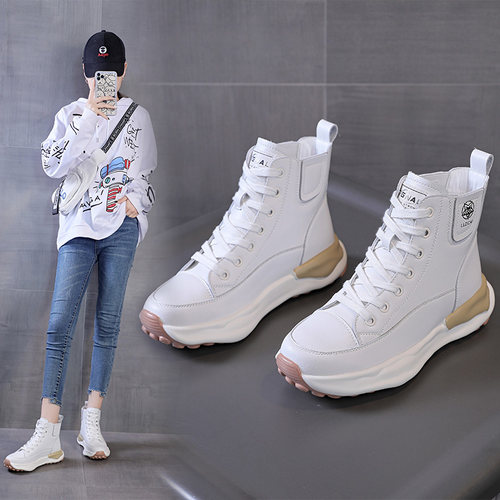 松糕鞋2021年新款厚底真皮运动鞋