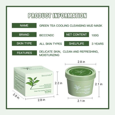 100g Green Tea Facial Mud Mask Remove Blackheads Oil Control