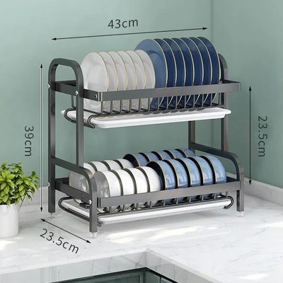 Dish Drying Rack 2-Tier Compact Kitchen Dish Rack Drainboard
