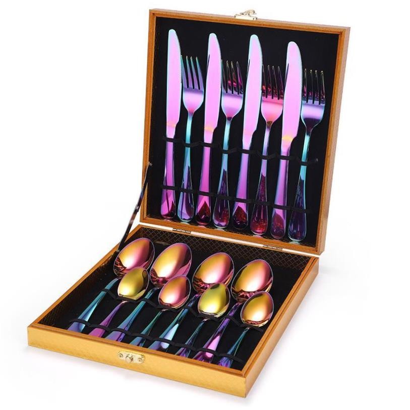 24pcsWestern tableware cutlery set knife fork Silverware Set