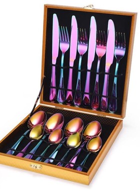 24pcsWestern tableware cutlery set knife fork Silverware Set