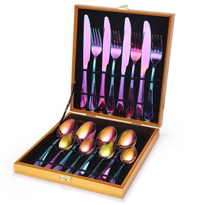 24pcsWestern tableware cutlery set knife fork Silverware Set