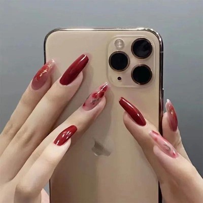 24Pcs False Nails Coffin Almond Artificial Fake Nails with g