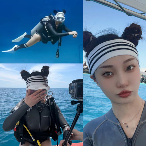 潜水发带春秋跑步汗巾头戴女运动吸汗止汗束发带瑜伽健身导汗头带