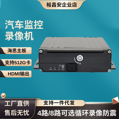 8路汽车监控录像机SD卡储存远程