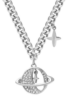 男生潮流星芒古巴链百搭嘻哈钛钢不掉色镶钻星球项链