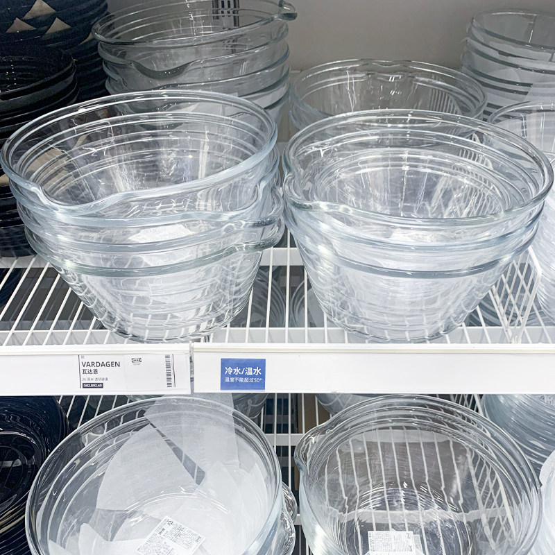IKEA/宜家 瓦达恩 透明玻璃碗 大容量厨房烘焙餐具碗碟 食用级别