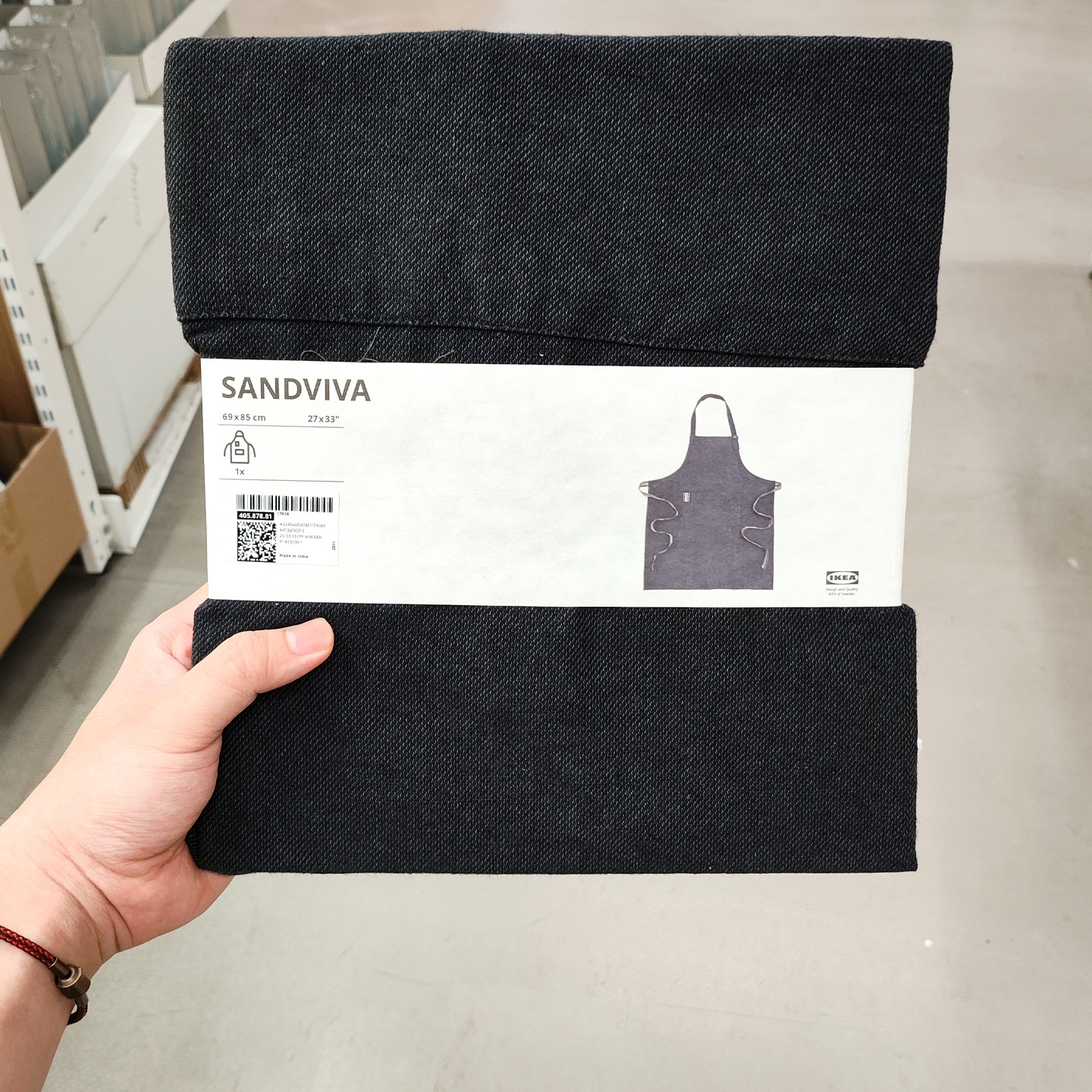 IKEA宜家 桑薇瓦围裙深灰色 69x85cm 棉质可调节烹饪烧烤防护神器