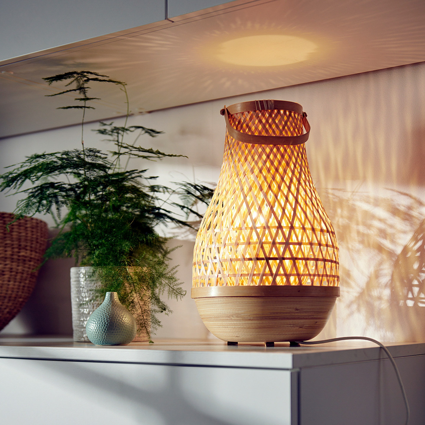 IKEA宜家 米思特胡 LED 台灯 自然竹纹 柔和护眼光家用桌面氛围灯