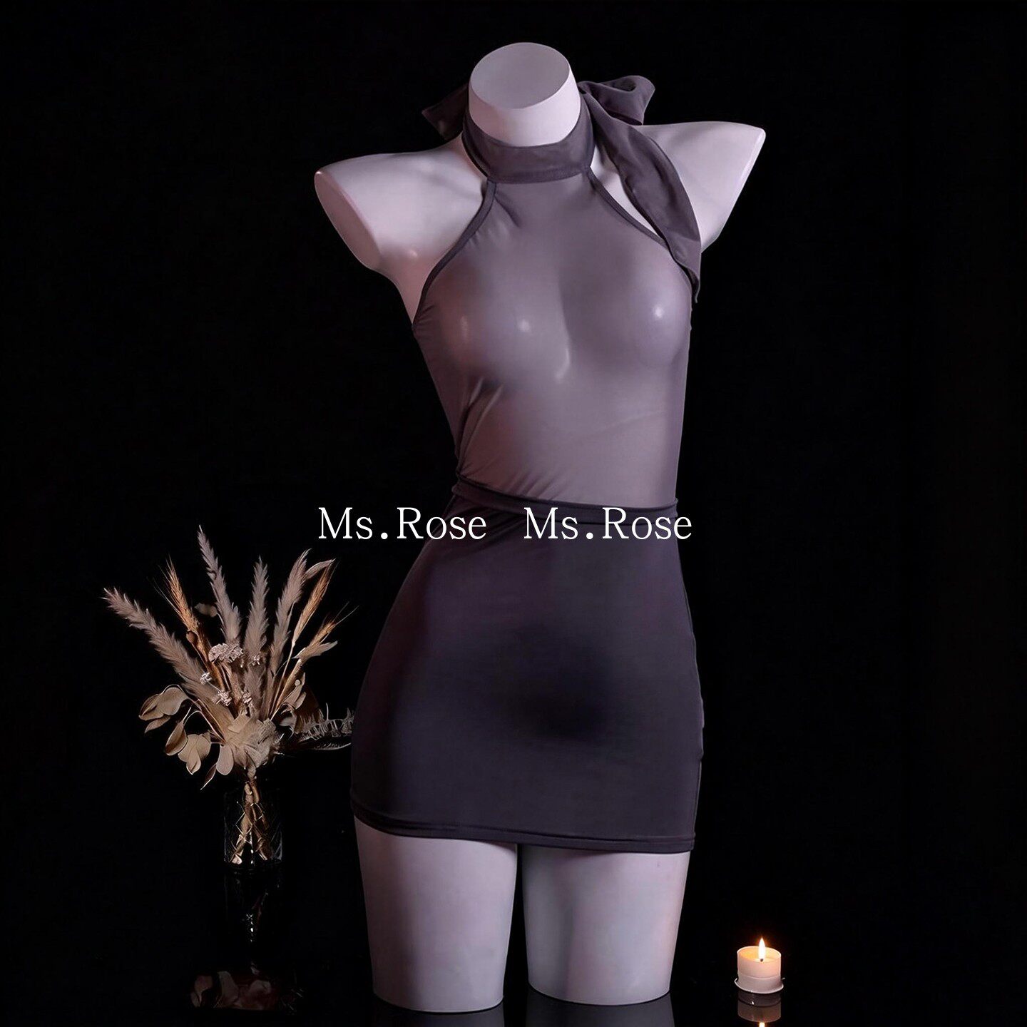 Ms Rose挂脖秘书制服纯欲包臀裙诱惑qq内衣女性感角色扮演套装