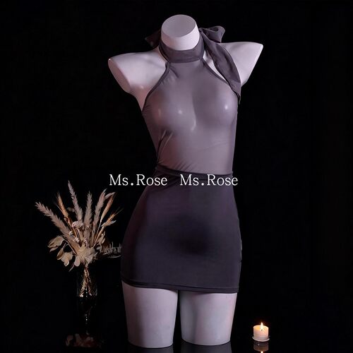 Ms Rose挂脖秘书制服纯欲包臀裙诱惑qq内衣女性感角色扮演套装