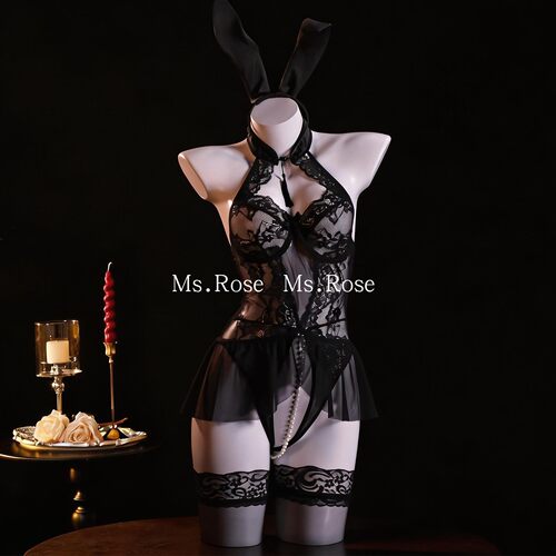 Ms Rose兔女郎性感cos服装带珍珠蕾丝情调趣内衣女角色扮演睡衣